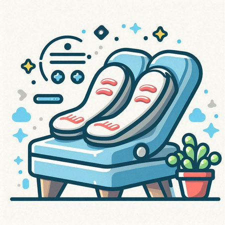 Vector illustration of a massage chair with feet in a spa salon.のイラスト素材