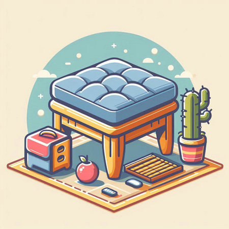 Furniture isometric illustration. Furniture for the living roomのイラスト素材