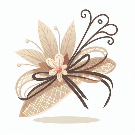 Illustration of a wicker cone with a flower on a white backgroundのイラスト素材