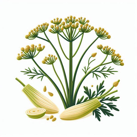 Fresh dill and parsley on a white background. Vector illustration.のイラスト素材
