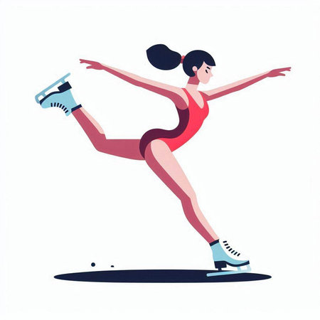 Figure skating. Woman figure skater. Vector illustration in flat styleのイラスト素材