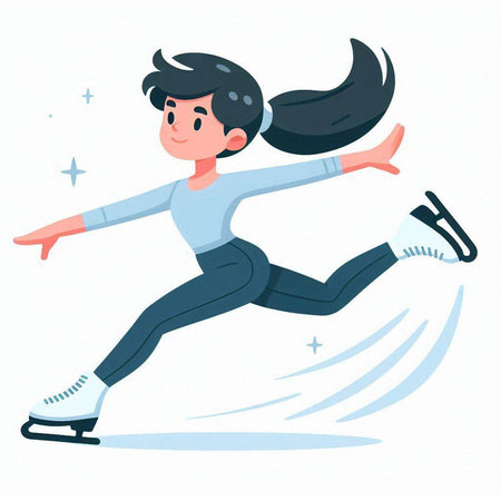 Figure skating sport vector illustration. Young woman figure skater in sportswear.のイラスト素材