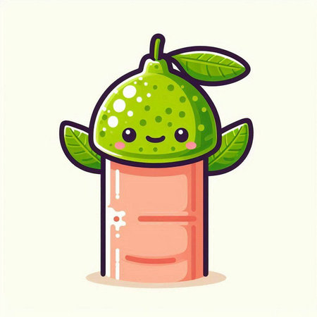 Cute lime fruit character. Cute kawaii fruit character. Vector illustration.のイラスト素材
