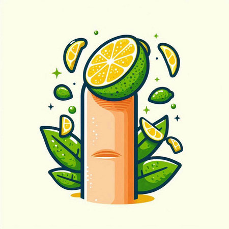 Lime slice on white background. Vector illustration in cartoon style.のイラスト素材