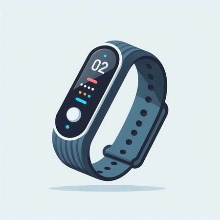 Smart watch isolated on blue background. Vector illustration in flat style.のイラスト素材