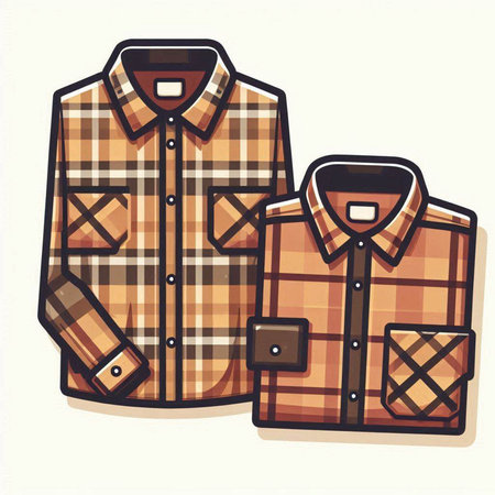 Vector illustration of checkered shirt isolated on a white background.のイラスト素材