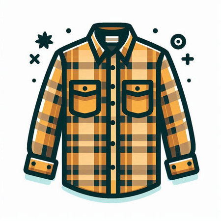 Vector illustration of plaid shirt isolated on white background. Cartoon style.のイラスト素材