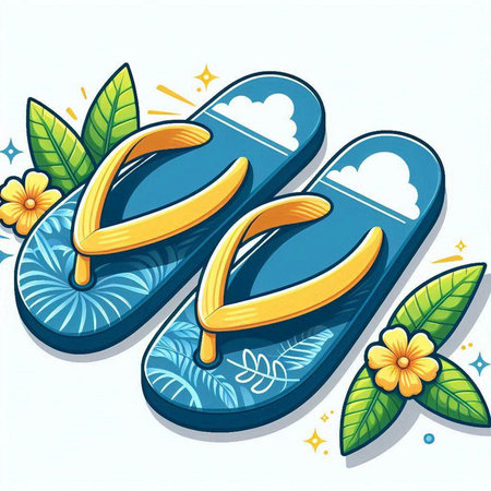 Vector illustration of a pair of flip flops with lettering.のイラスト素材