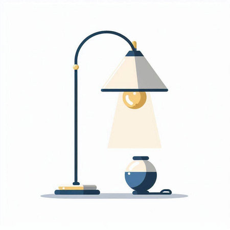 Illustration of a desk lamp on a white background. Flat style.のイラスト素材