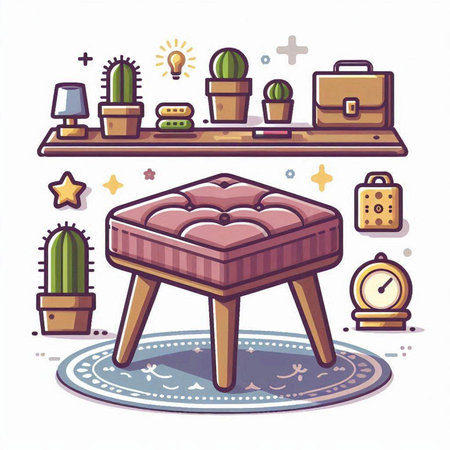 Furniture on the floor. Furniture in the living room. Vector illustration.のイラスト素材