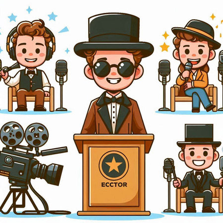 Cinema icons set. Cartoon illustration of 9 cinema icons for webのイラスト素材
