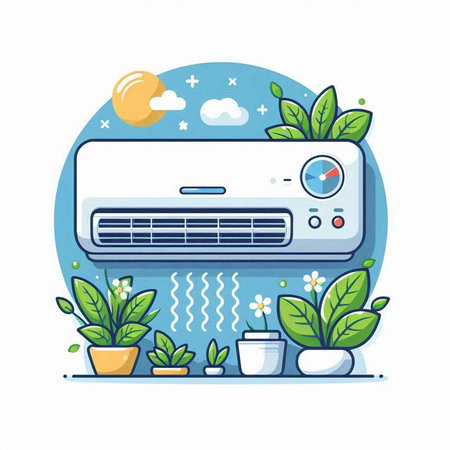 Air conditioner in flat style. Vector illustration on white background.のイラスト素材