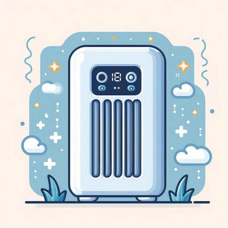 Illustration of an electric heater in a flat style. Vector illustration.のイラスト素材