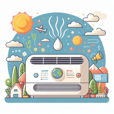 Air conditioner in flat style. Vector illustration for your design.のイラスト素材