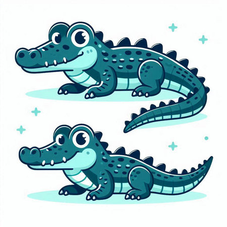 Cute cartoon crocodile. Vector illustration on a white background.のイラスト素材