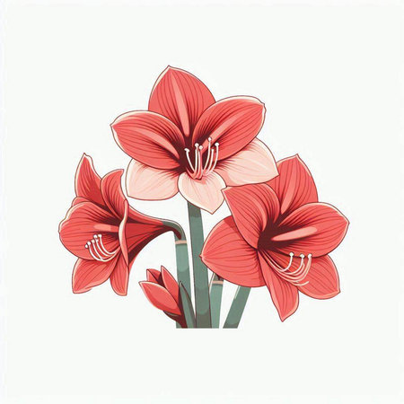 Amaryllis flowers isolated on white background. Vector illustration.のイラスト素材
