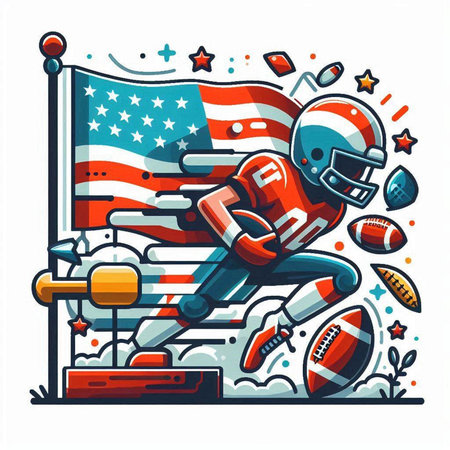 American football background with american flag and football elements. Vector illustrationのイラスト素材