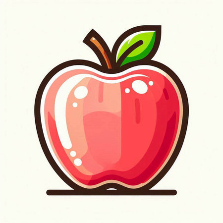 Vector illustration of a red apple on a white background in a flat styleのイラスト素材