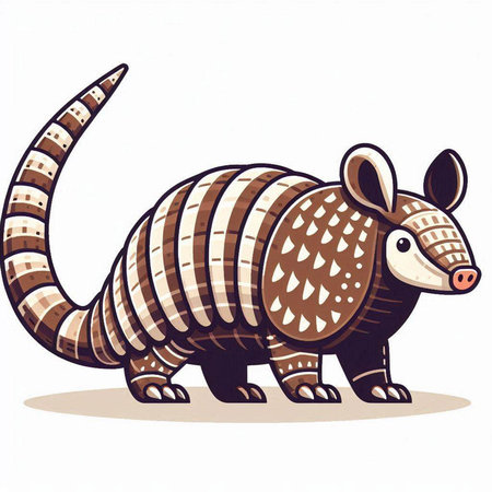 cartoon armadillo on white background, vector illustration, epsのイラスト素材