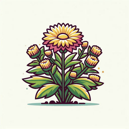 Chrysanthemum flower vector illustration. Hand drawn style.のイラスト素材