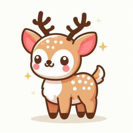 Cute cartoon deer. Merry Christmas and Happy New Year. Vector illustrationのイラスト素材