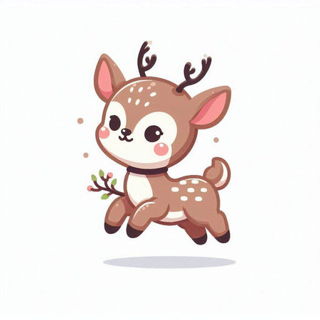 Cute cartoon deer. Vector illustration isolated on a white background.のイラスト素材