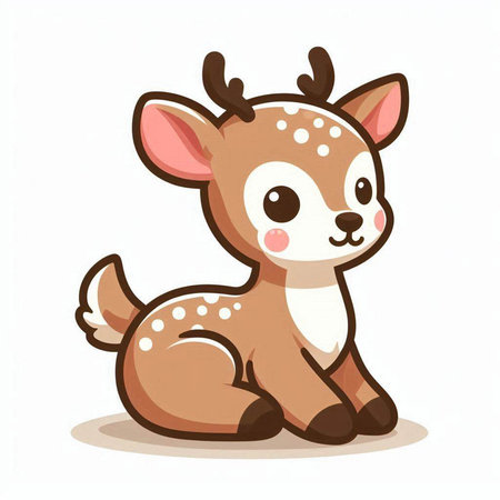 Cute little deer isolated on a white background. Vector illustration.のイラスト素材