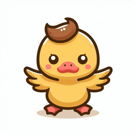 Cute little duckling cartoon character vector illustration isolated on white background.のイラスト素材
