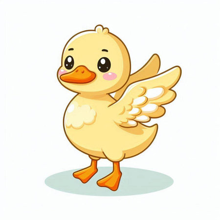Illustration of a cute little duckling on a white background.のイラスト素材