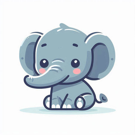 Cute little elephant vector illustration. Cute cartoon animal character.のイラスト素材