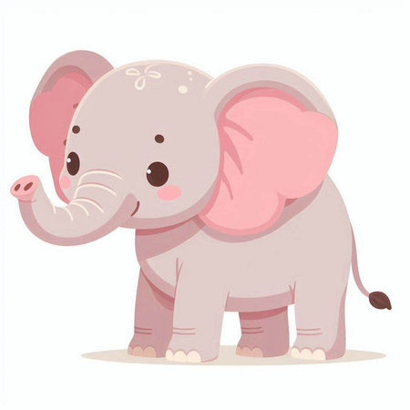 Cute cartoon elephant. Vector illustration isolated on a white background.のイラスト素材