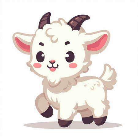Cute cartoon goat. Vector illustration isolated on a white background.のイラスト素材