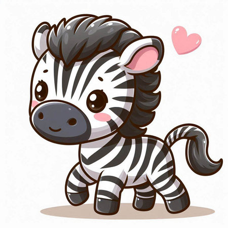 Cute cartoon zebra on a white background. Vector illustration.のイラスト素材