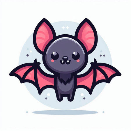 Cute bat character. Cute cartoon animal. Vector illustration.のイラスト素材