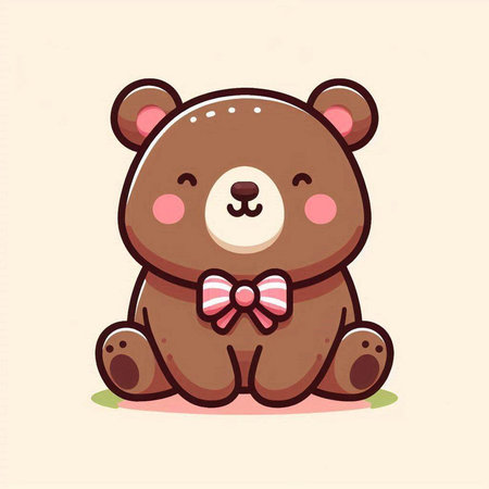 Cute teddy bear with bow tie. Vector cartoon illustration.のイラスト素材