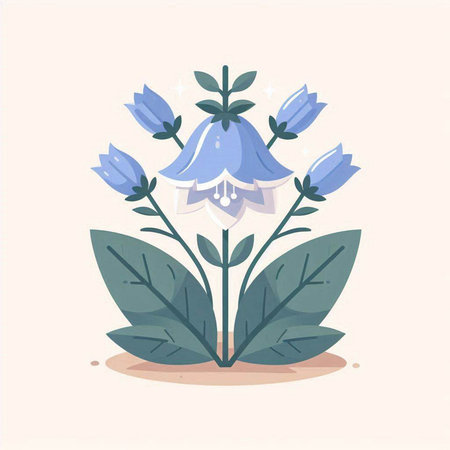 Flower bouquet with bluebells. Vector illustration in flat styleのイラスト素材