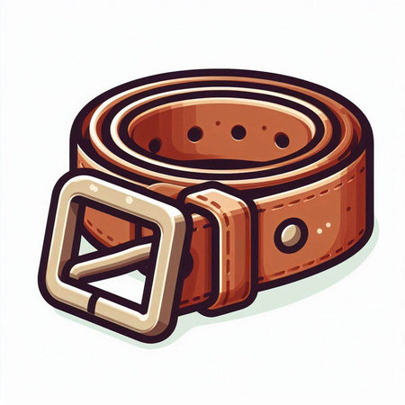 Brown belt isolated on white background. Cartoon style. Vector illustration.のイラスト素材