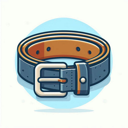 Men's leather belt with buckle. Vector illustration in cartoon style.のイラスト素材