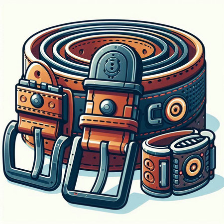 Vector illustration of a belt with a buckle on a white background.のイラスト素材