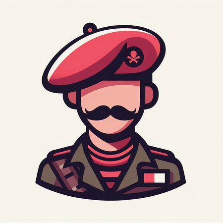 Soldier vector illustration in flat style. Suitable for use on web apps, mobile apps and print media.のイラスト素材