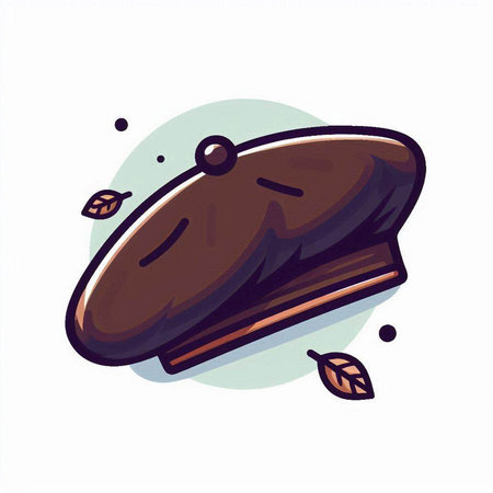 Illustration of a beret with a cap on a white backgroundのイラスト素材