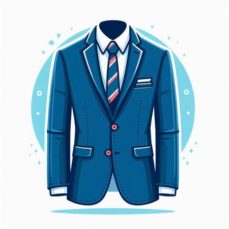 Blue business suit on white background. Vector illustration in flat style.のイラスト素材
