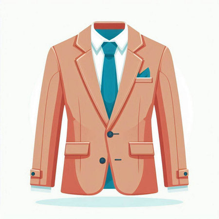 Vector illustration of a man's jacket with a tie on a white backgroundのイラスト素材