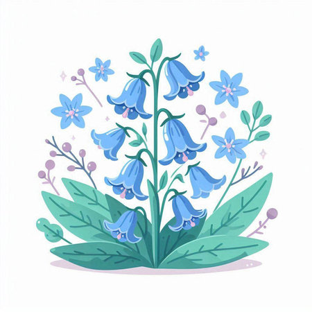 Bluebell flowers isolated on white background. Hand drawn vector illustration.のイラスト素材