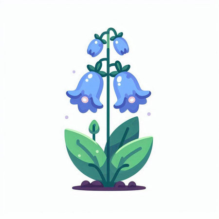 Bluebell flower isolated on white background. Flat style vector illustration.のイラスト素材