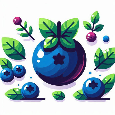 Blueberry background with berries and leaves. Vector illustration. Eps 10.のイラスト素材