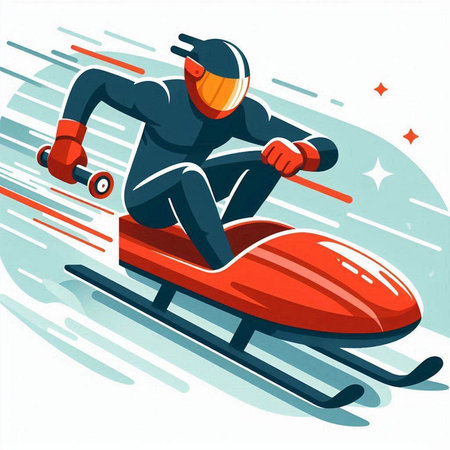 Snowboarder riding a snowmobile. Vector illustration of winter sports.のイラスト素材