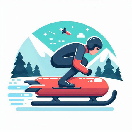 Snowboarder on snowmobile. Winter sport. Vector illustration.のイラスト素材