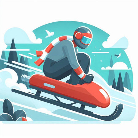 Skiing man. Winter sport. Flat style vector illustration.のイラスト素材