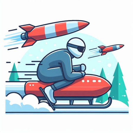 Snowboarder riding a snowmobile. Winter sports. Vector illustrationのイラスト素材